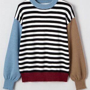 Black Striped Color Block Sweater  - S (4 -6), M (6 - 8)
